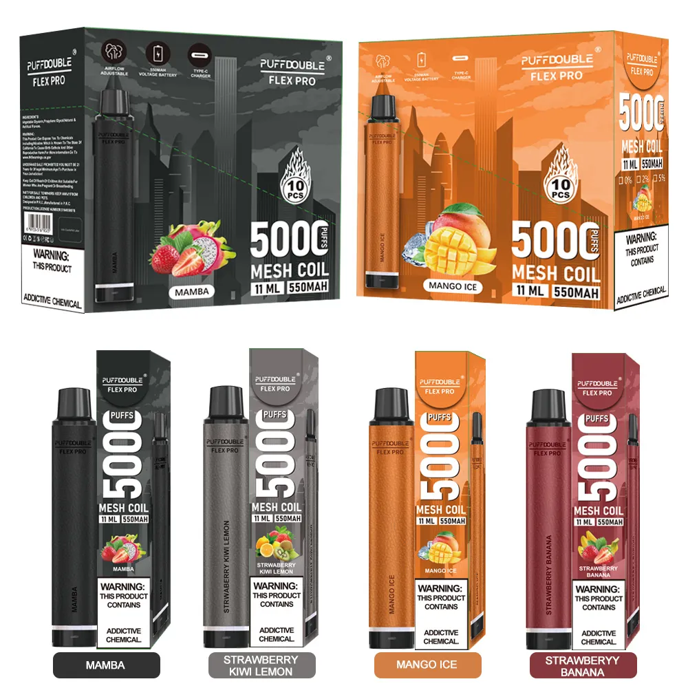 popolare vaporizzatore usa e getta in pelle sytle puff doppio flex pro 5000 ricaricabile all'ingrosso