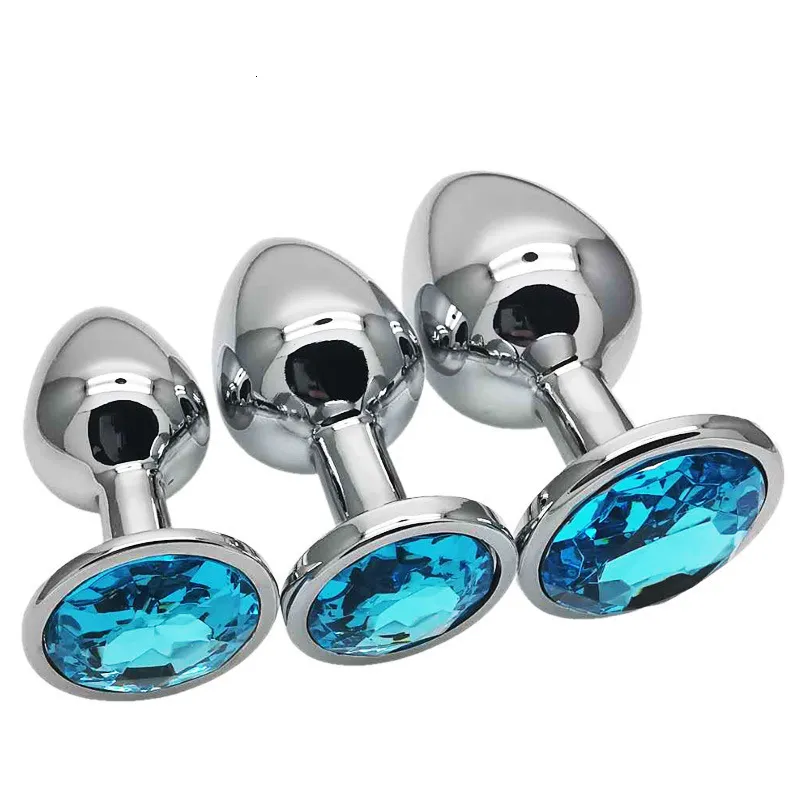 Zestaw 3 metalowych silikonowych diamentowych zatyczek analnych z seks-zabawkami dla kobiet i mężczyzn, par i dorosłych._voghion.com