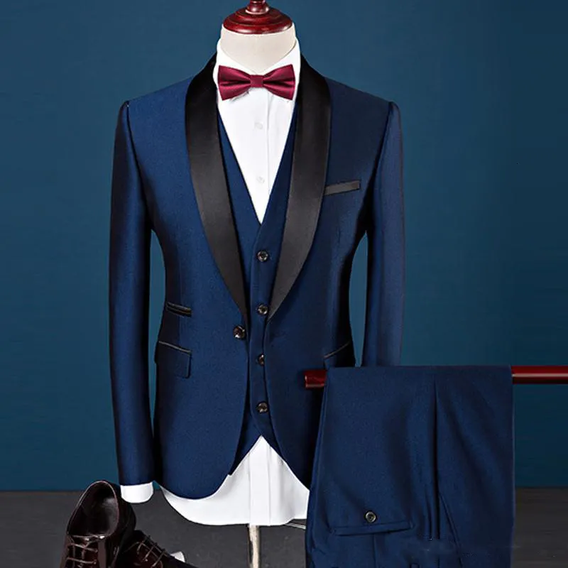 Męskie garnitury Blazers na zamówienie najnowszy projekt Przystojne garnitury ślubne Slim Fit Groom Tuxedos Formalne noszenia szalej klapy Groomsman Suits Furtpantsv 230328