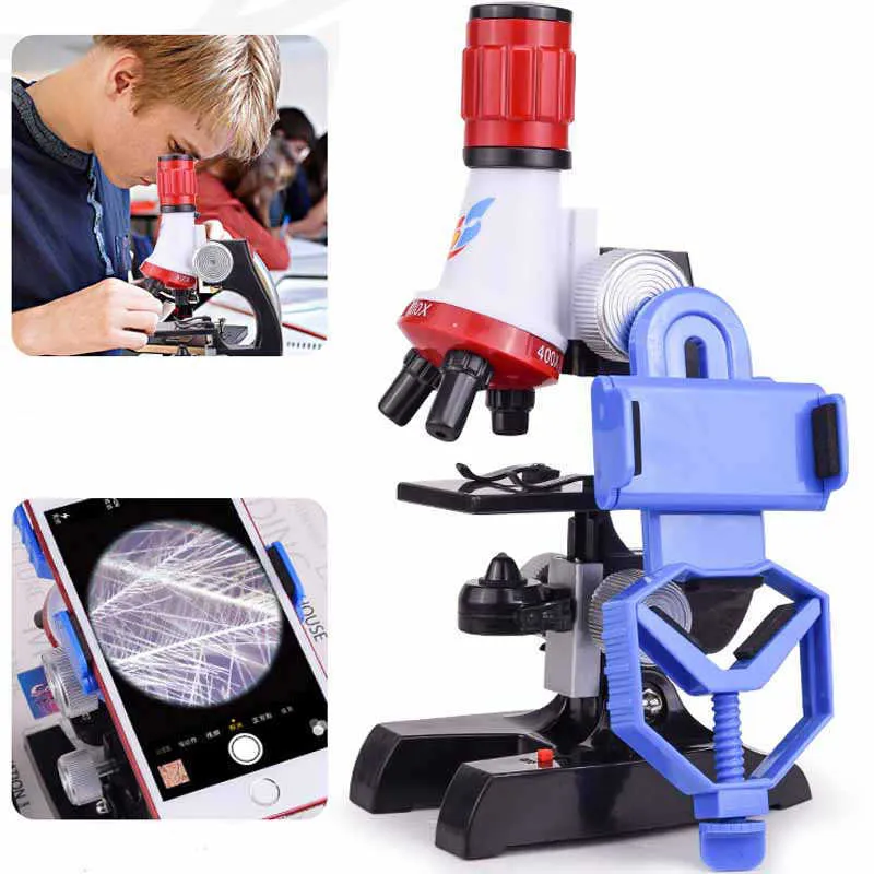 Science Discovery ZK30 Neues Mikroskop-Set, Labor-LED, 100/400/1200X, Heimschule, pädagogisches Spielzeug, Geschenk, raffiniertes biologisches Mikroskop für Kinder