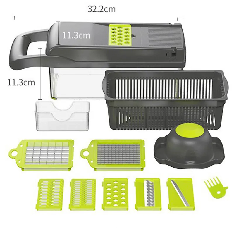 Fruktgrönsaksverktyg Mandoline riv för vegetabilisk fruktskärare skivor Peeler Multifunktionell potatis Peeler Morot Rote Drain Basket Kitchen Tool 230328