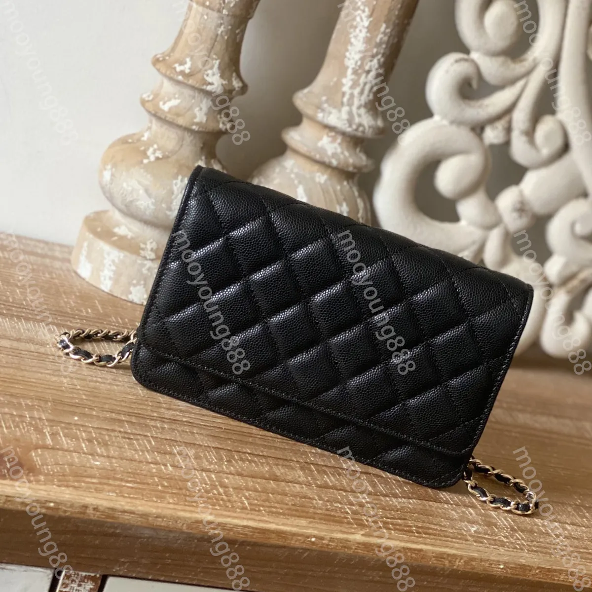 12A Upgrade Mirror Quality Digner Wallet On Chain Bag Mini 19cm quiltad Flap Black Purse Womens äkta läder Luxurys handväskor Crossbody Shoulder Box Väskor