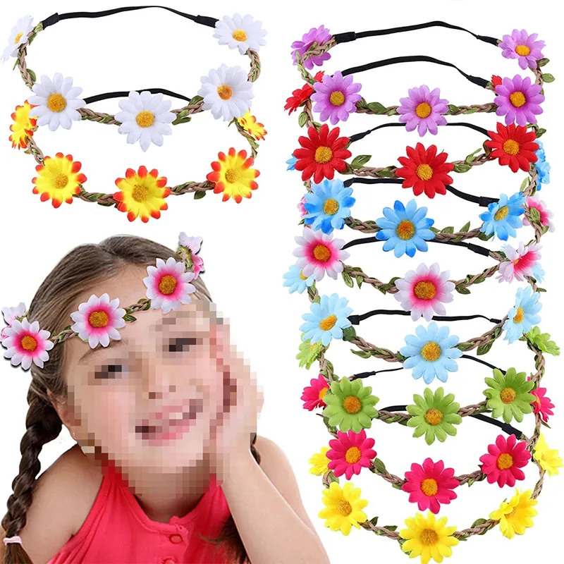 2023 Boheemian Sunflowers Daisy Flowers Hoofdband Dames Haarband Haar Ornamenten Bloem Zomer ZEE BAND HAAR ACCESSOIRES Hoofdkleding