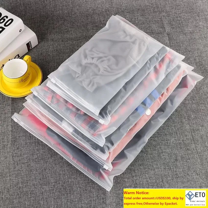 100pcslot 여행 보관 가방 프로스트 플라스틱 리 클로 클로스 가능한 지퍼 패키지 가방 선물 의류 보석을위한 휴대용 포장 파우치