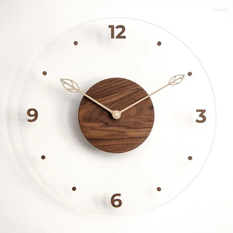 Relógios de parede relógio de madeira decoração moderna decoração nórdica minimalista de quartzo acrílico sala de madeira suspenso presente