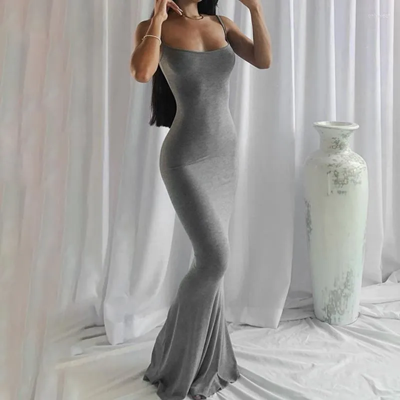 Günlük Elbiseler Kolsuz Pamuk Gevşek Uzun Kalem Jumper Abiye Kadın Yaz Bodycon Zarif Parti gece elbisesi Sundress