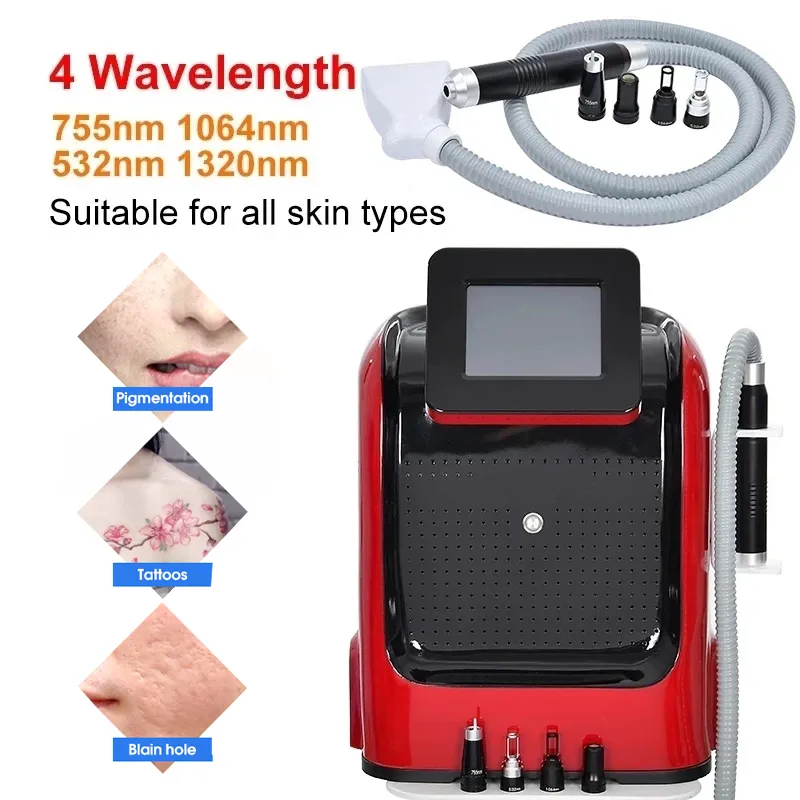 Tragbare Pikosekunden 1064nm 755nm 532nm Tattoo Entfernung Maschine Pico Haut Verjüngung Q-Switch Nd Yag Laser Pigment Entfernung für Schönheit Salon Ausrüstung