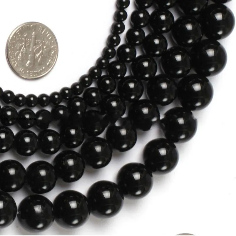 Steen 8 mm ronde zwarte agat kralen selecteerbaar 2 mm tot 18 mm natuurlijk los voor sieraden maken streng 15 groothandel druppel d d3v