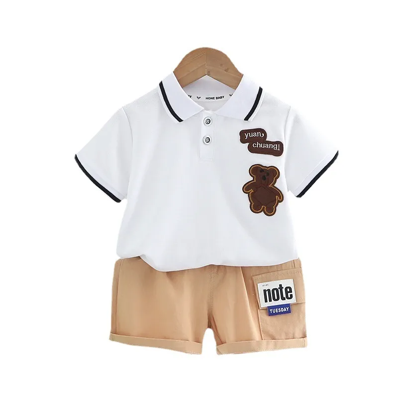 Tenue Bébé Unisexe Printemps-été - T-shirt Manches Courtes + Short Imprimé, Tissu Doux Et Respirant