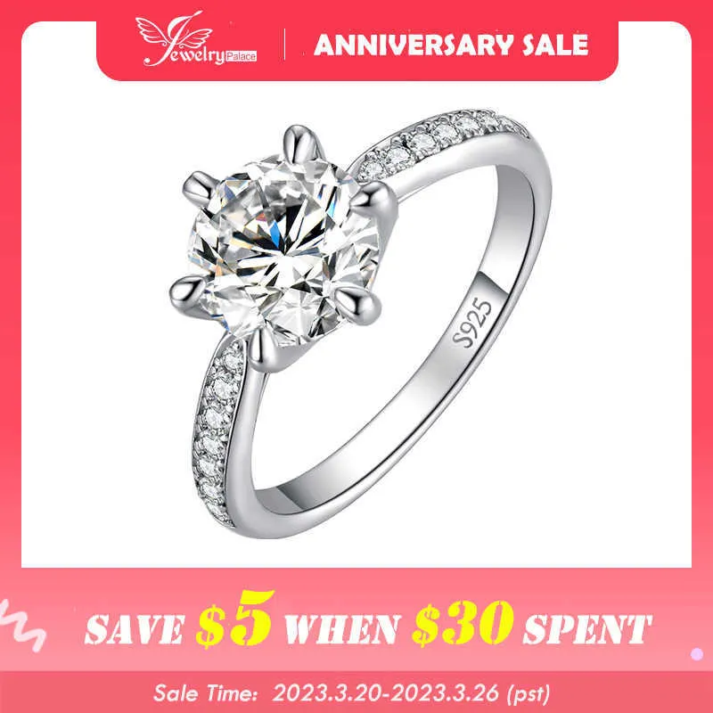 Band Rings Jewelrypalace Moissanite D Color 05CT 1CT 15CT 2CT 3CT Round S925 Sterling Silver Wedding Engagement Ring for Women Z0327