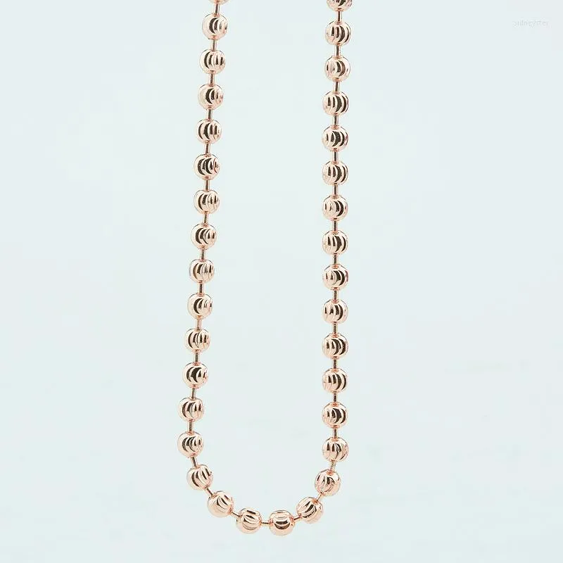 Kedjor 1st 4mm Rose Gold Color Pärlor Långa kvinnors halsband snitt med spännsmycken 60 cm