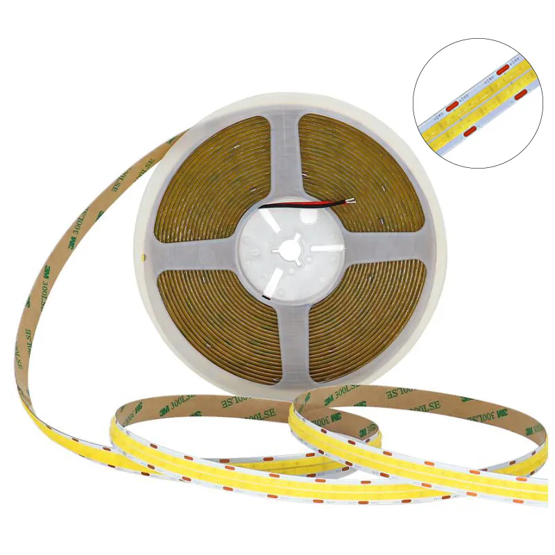 Çift Sıralı Kobu LED Strip Işık 24V Yüksek Yoğunluklu Esnek FCOB 600LEDS/M Doğrusal Dimmabable Bant Lamba Dolabı Ana Sayfa 3000K 4000K 6000K