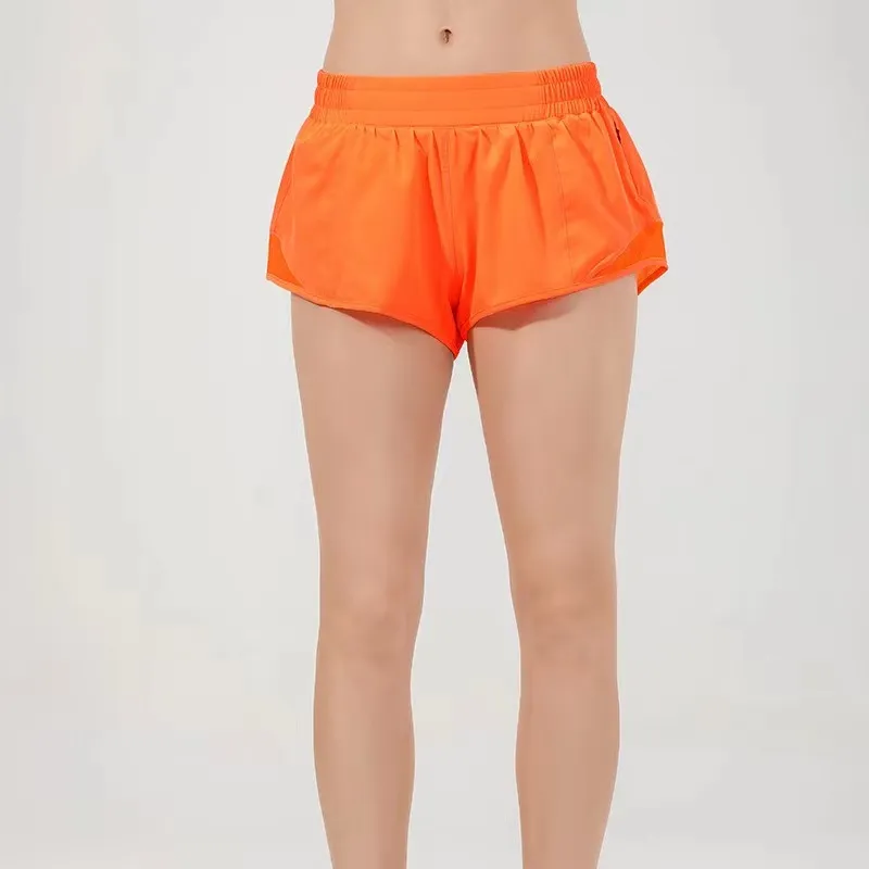 Lu Damen Yoga-Shorts mit niedriger Taille, für Fitnessstudio, Fitness, Training, Strumpfhosen, Sport, kurze Hosen, modische, schnell trocknende, solide Hose