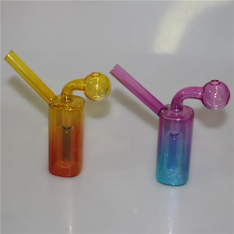 Mini quemador de aceite de vidrio Bong Hookah Tubos de agua Ash Catcher con Pyrex grueso Clear Heady Recycler Dab Rig Hand Bongs para fumar