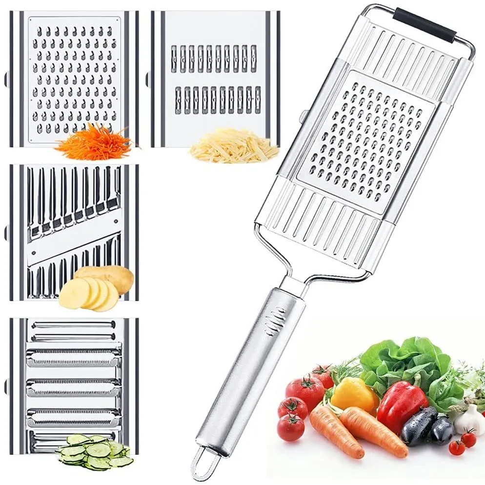 Fruktgrönsaksverktyg 4 i 1 grönsaksskivare shredder riter cutter manual frukt morot potatis grater med handtag multi syfte hem kök verktyg 230328