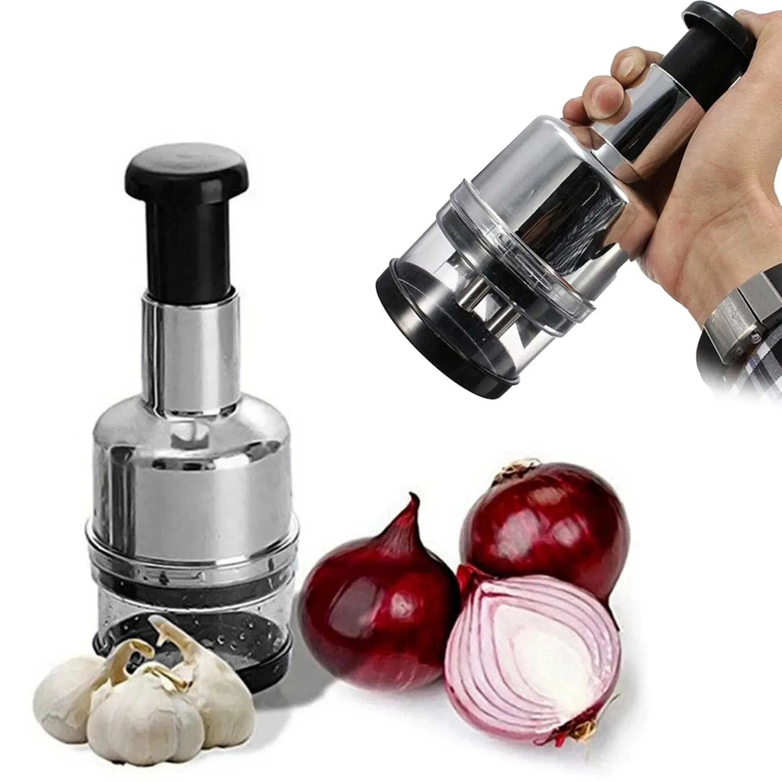 Fruitgroentegereedschap Handmatige ui Chopper roestvrijstalen knoflookpresser Food Crusher Cutter Cutter Meat Mincer Hand Press voor groentekeukengereedschap 230328