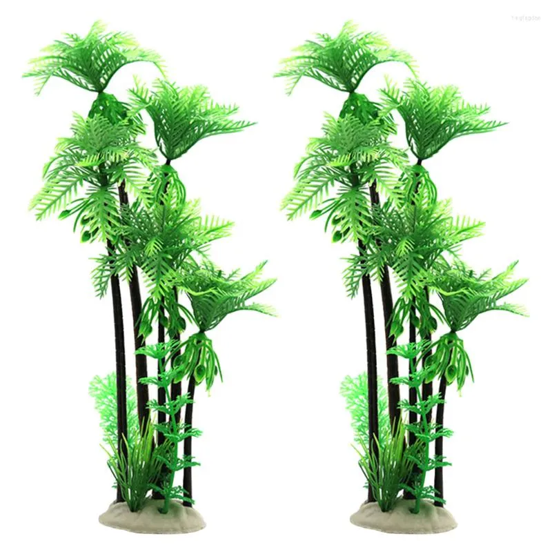Kwiaty dekoracyjne 2 szt. Sztuczne drzewo kokosowe akcesoria akcesoriów skalne fałszywe palmy plastikowe miniaturowe dziecko