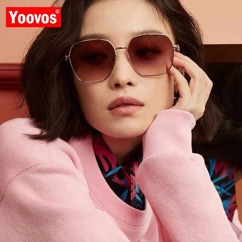 Yoovos luksusowe okulary przeciwsłoneczne kobiety 2022 vintage kwadratowe szklanki metalowe dla kobiet retro okulary marki gafas de sol Mujer230328