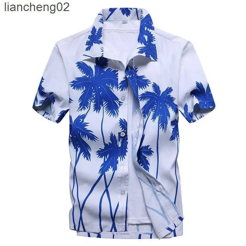 Casual shirts heren heren Hawaiiaans shirt mannelijke casual camisa masculina geprinte strand shirts korte mouw 2019 nieuwe gratis verzending Aziatische sizem-5xl w0328