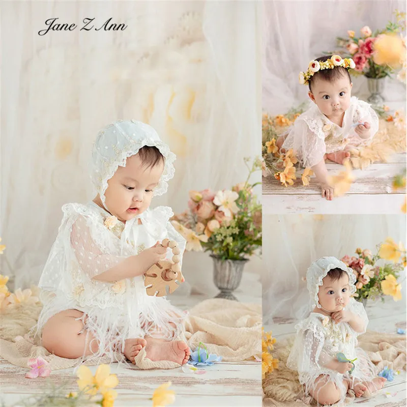 Caps Hats 1 year sitter size baby pography theme for children's studio infant girls princess style lace clothes flower background 230328