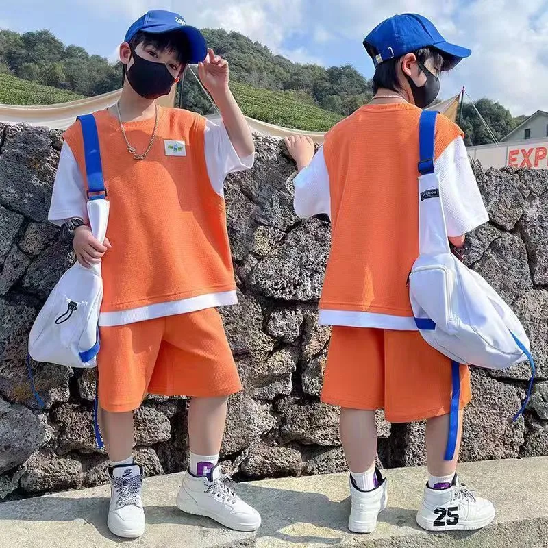 Boys Active Shorts And Shirt Set Summer Outfit For Kids/Teen
