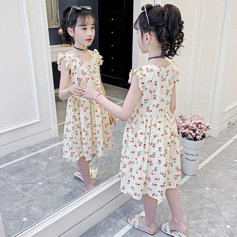 Girl's Dresses Girls Dress Summer New Short-sleeved Children's Fashion Party Princess Bow Dress Casual Elegant Net Yarn 2 To 12 Years Old