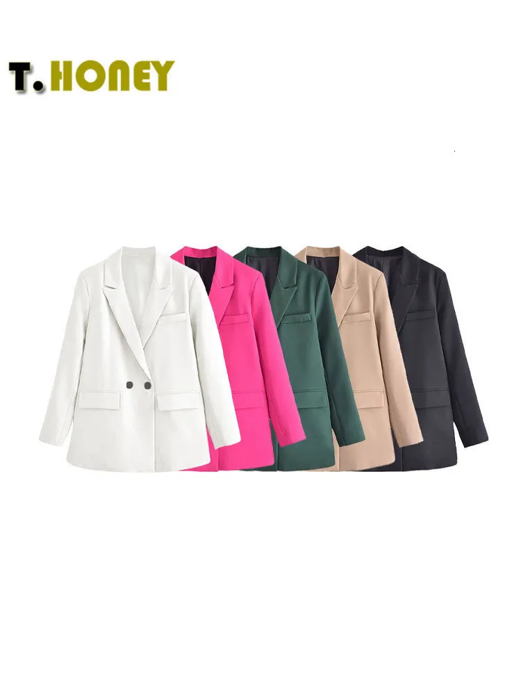 Women's Suits Blazers TELLHONEY, Blazers a la moda para mujer, Blazers lisos con doble botonadura, chaqueta holgada elegante de manga larga para mujer, abrigos para oficina, prendas de vestir exteriores para mujer, Top 230327