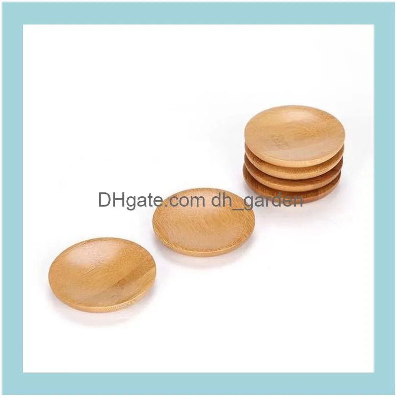 Dishes Plates 200Pcs Creativity Natural Bamboo Small Round Rural Amorous Feelings Wooden Sauce And Vinegar Tableware P Otkdu
