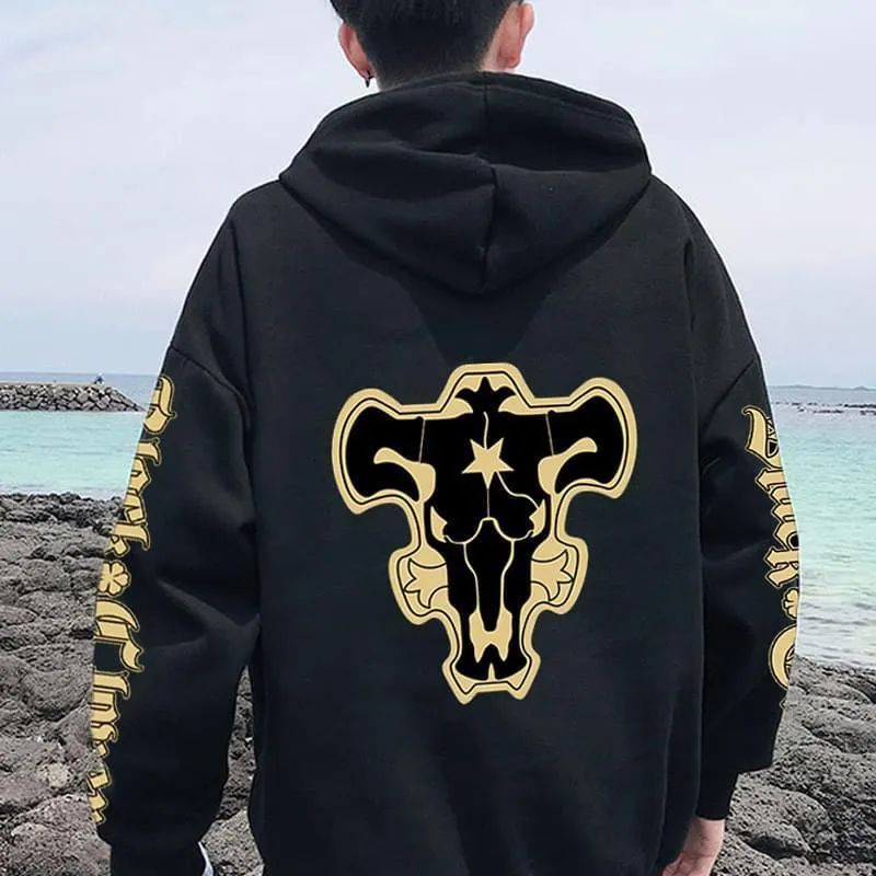 Herrtröjor tröjor anime svart klöver svarta tjurar trupp emblem hoodies yami asta magiska riddare sweatshirts toppar tröjor sudadera felpa moletom 230327