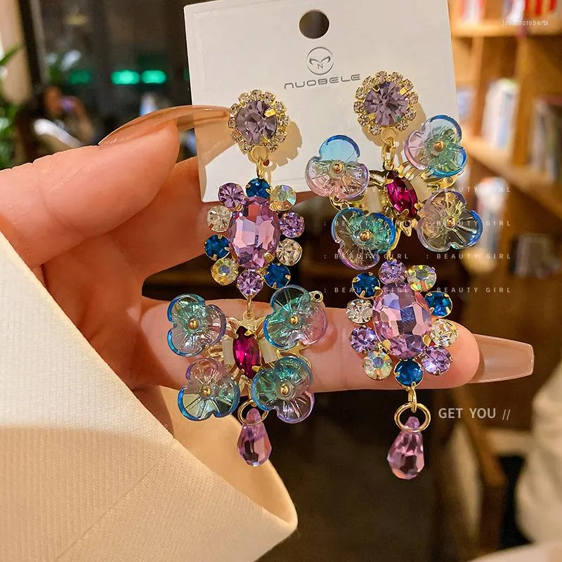 Серьги Ropuhov 2023 Асимметричный кристаллический круг цветочный цветок красочный ретро -дизайн подарка с ювелирными украшениями ежедневно носить женщины для