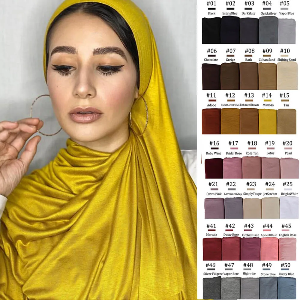 Foulards Musilim femmes extensible Jersey Hijab bon point Stretch Jesey HIjabs foulards doux Turban bandeau foulard 230328
