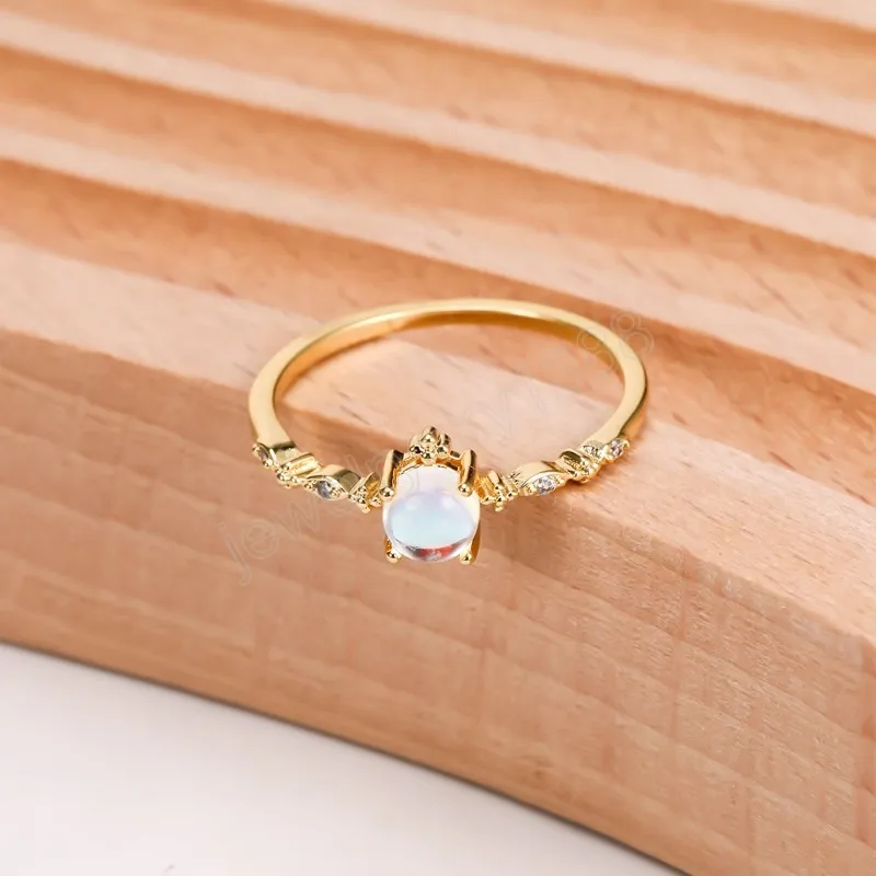 Witte opaalring goud kleur kleine maan ringen voor vrouwen trouwringen stenen verlovingsring sieraden