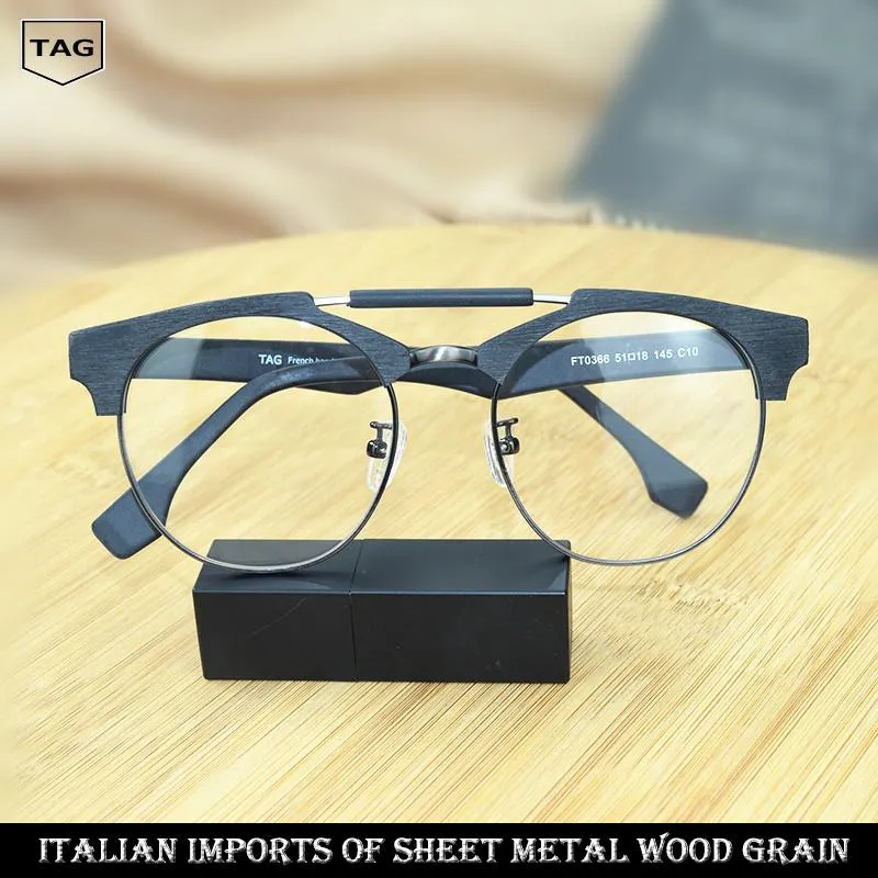 Solglasögon ramar glasögon män tagg varumärke trä korn hög kvalitet designer retro runda ögonglasögon för kvinnor myopia mode