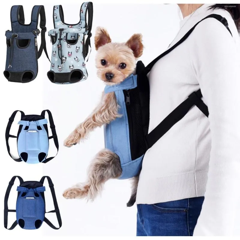 Dog Car Seat Covers Denim Backpack Outdoor Bag Carriers Cats Dogs Portable Puppy Bags Mesh Carrying For Carrier Breathable Small Pets Travel