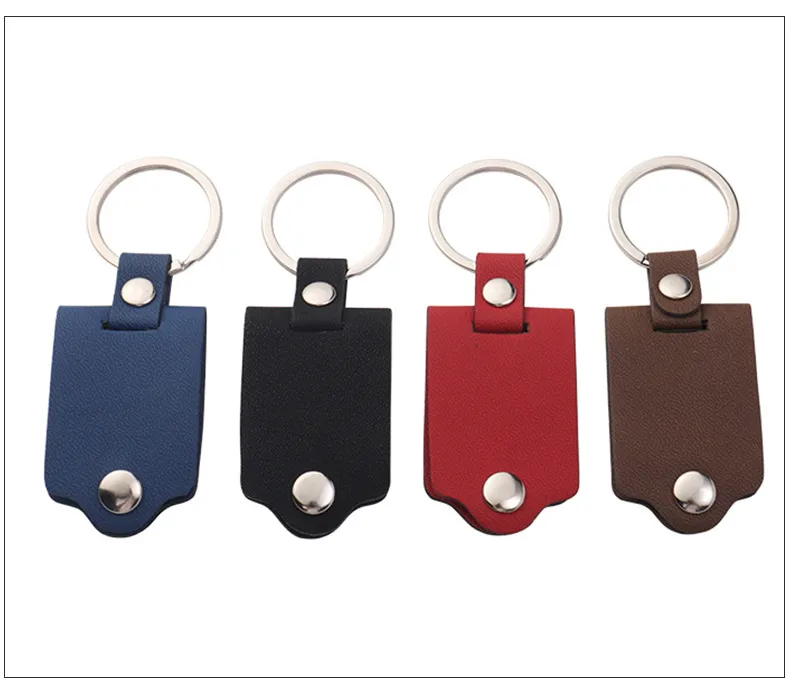 200 peças Blank Sublimation Heat Transfer Keychain PU Leather com suprimentos de impressora de metal