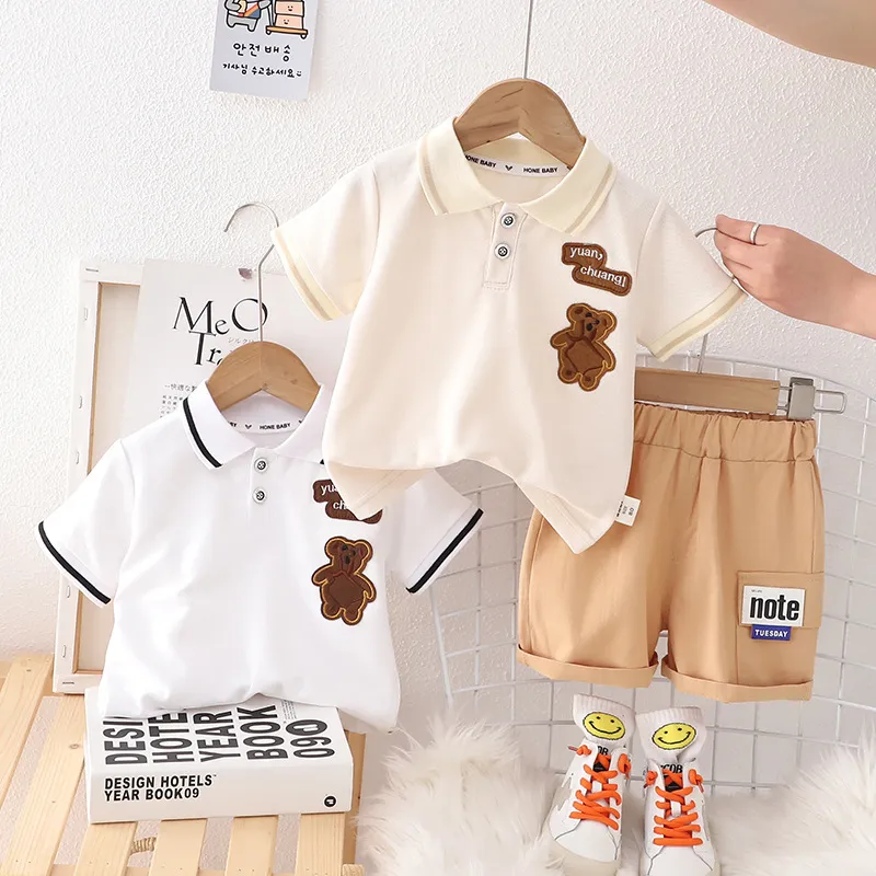 Baby Boy Easter Outfit Set - Letter Print Short Sleeve T-Shirt & Pants, 90% Cotton 10% Spandex, Sizes 0-4T (Summer Casual 2-Piece)