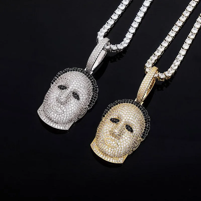 Collares pendientes Hip Hop Ajuste de garra Zirconia cúbica Bling Iced Out Colgantes de personajes de dibujos animados para hombres Rapero Joyería Gota