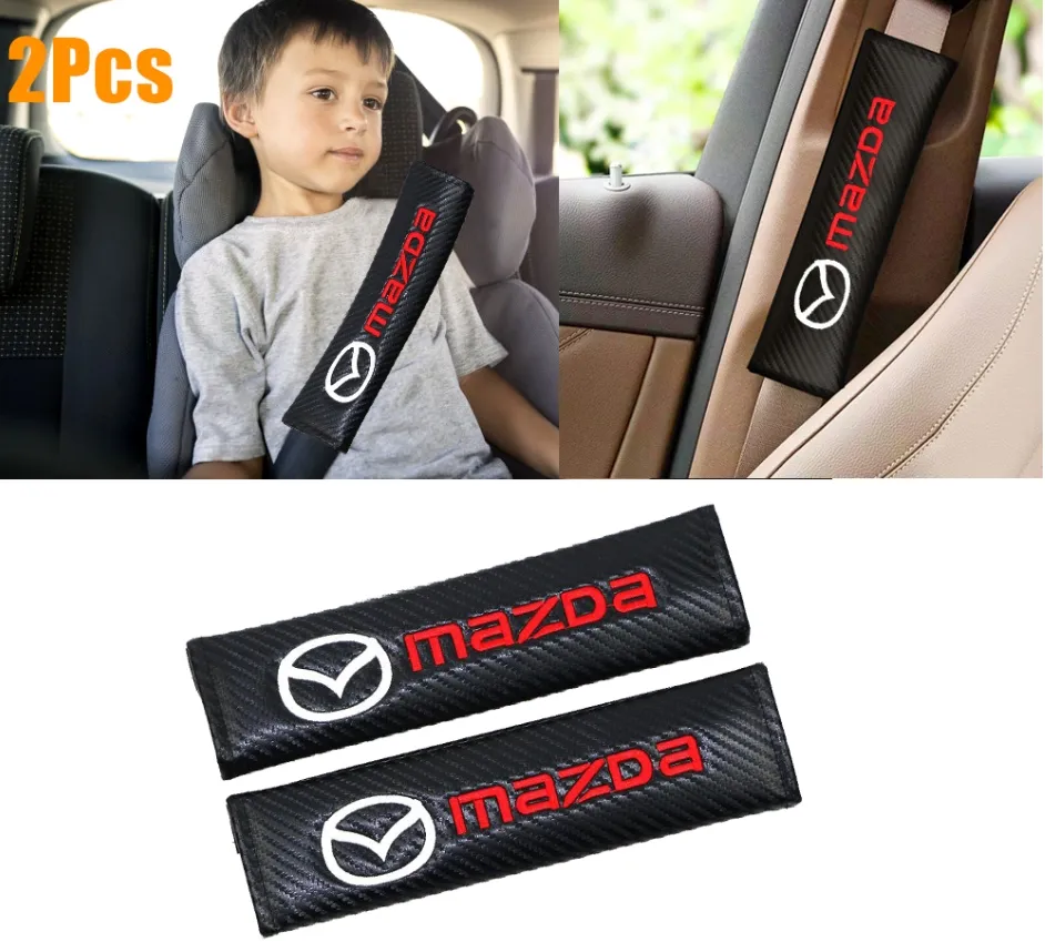 Knitted Car Seatbelt Covers for 2024 Mazda Logo Seat Belt Shoulder Pad Soft Shoulder Protector Auto Interior Accessories