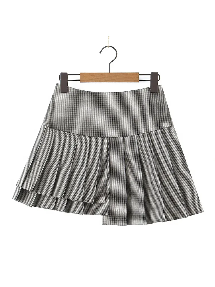 Ahorra a lo Grande en Compras al por Mayor de Faldas YENKYE Moda Mujer  Falda Plisada De Pata De Gallo Asimétrica Vintage Cremallera Lateral  Cintura