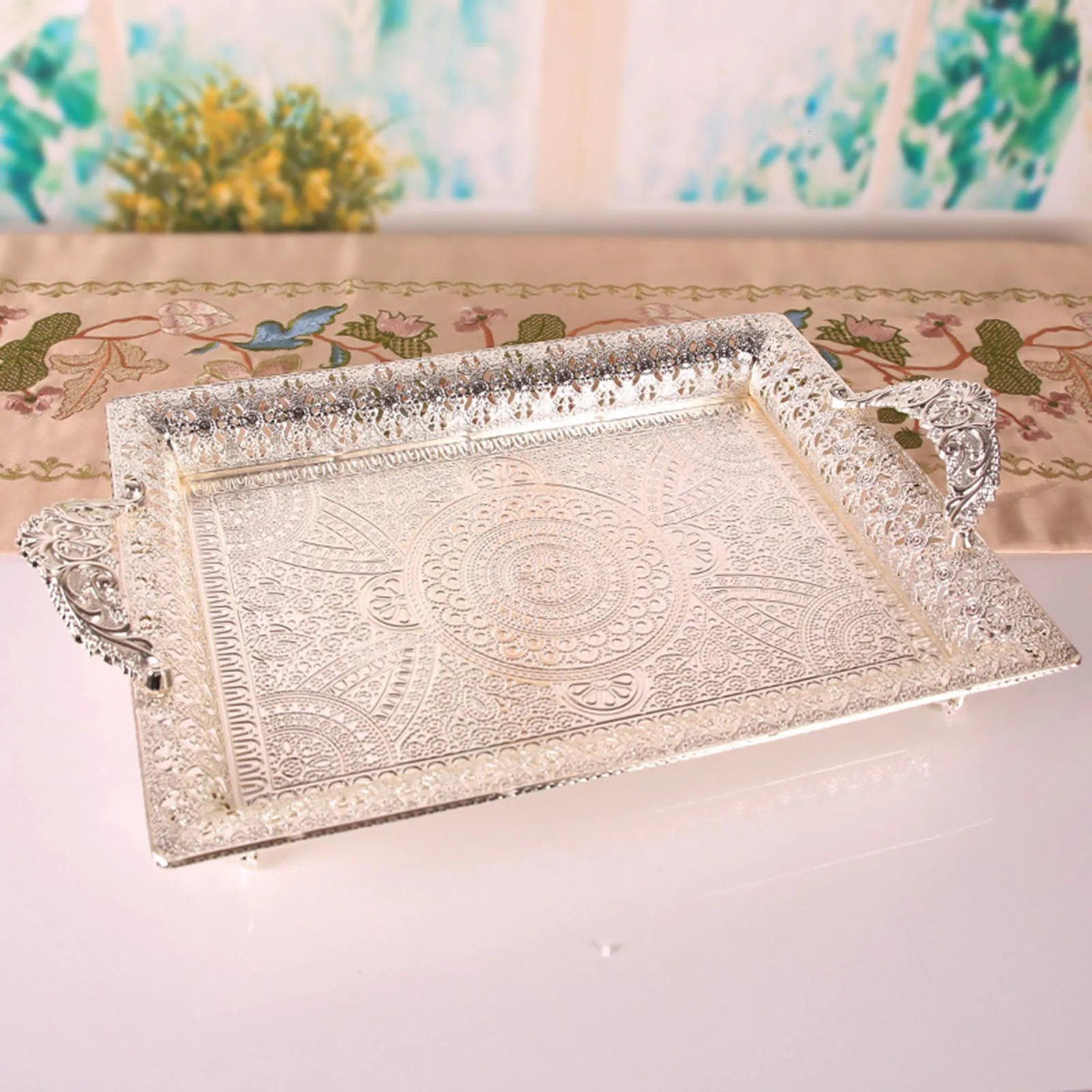 Multifunctional Serving Tray, Fruit Plate Dishes Platter Vanity Tray Decorative Tray Jewelry Tray for Dressing Room Office Decor