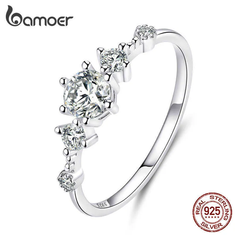 Anelli a fascia Bamoeranillos Anelli di fidanzamento da donna luminosi e abbaglianti Gioielli in argento sterling 925 Gioielli da sposa Gioielli da donna SCR568 Z0327