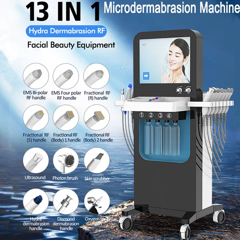 LED Photon Skin Whitening Machine MicroDermabrasion Anti Aging Frecreval除去Hydra Water酸素Aqua Peeling 13 in 1 Hydrodermabrasion Machine