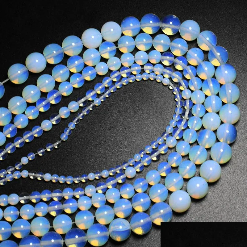 Pierre 8 mm en gros naturel opale quartz perles rondes en vrac pour la fabrication de bijoux bracelet à bricoler soi-même collier 4 6 8 10 12 mm brin 15 Dro Dhct6