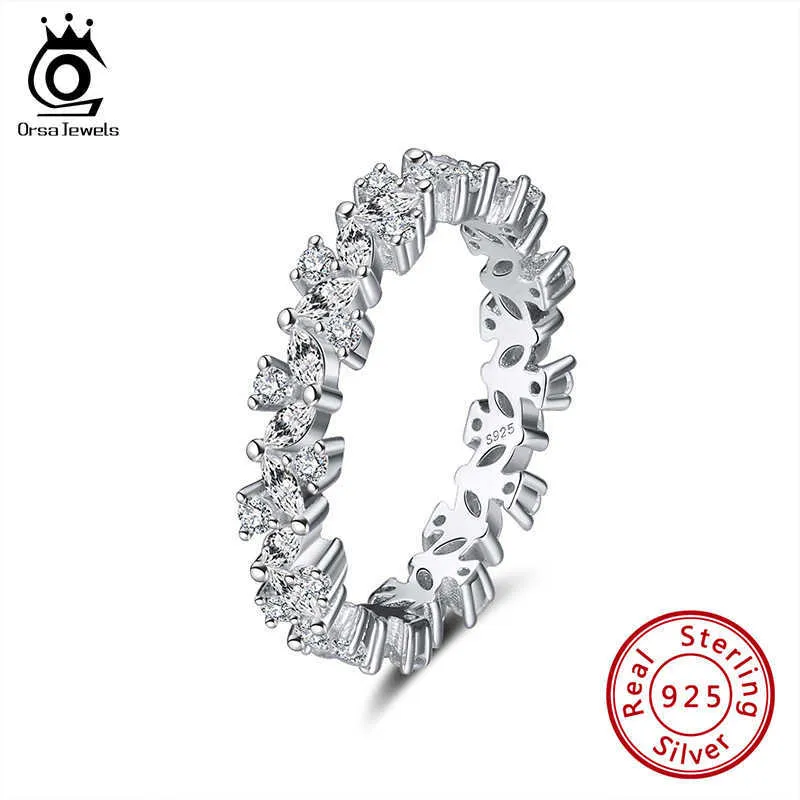 Bagues ORSA JEWELS Alliance Éternité Bagues de Fiançailles pour Femmes 925 Bagues en Argent Platine Plaqué Doigts Bijoux Cadeau OSR252 Z0327