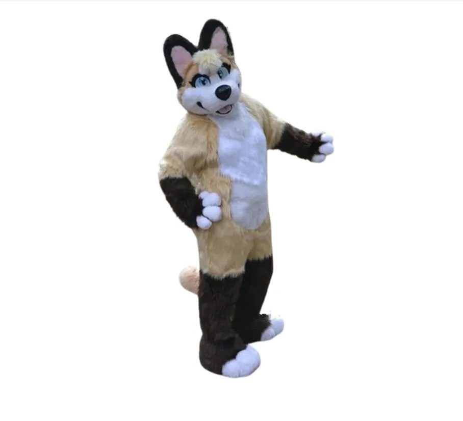 Costume de mascotte Husky Dog Fox Veste en cuir de fourrure Costume d'Halloween Costume d'Halloween Carnaval
