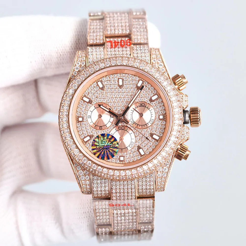 풀 다이아몬드 시계 남성 자동 기계적 시계 41mm 다이아몬드 스터드 스틸 브레이슬릿 사파이어 방수 비즈니스 여성 손목 시계