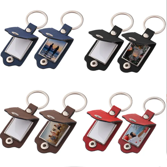 (200 pieces) Blank Sublimation heat transfer keychain PU Leather with metal printer Supplies