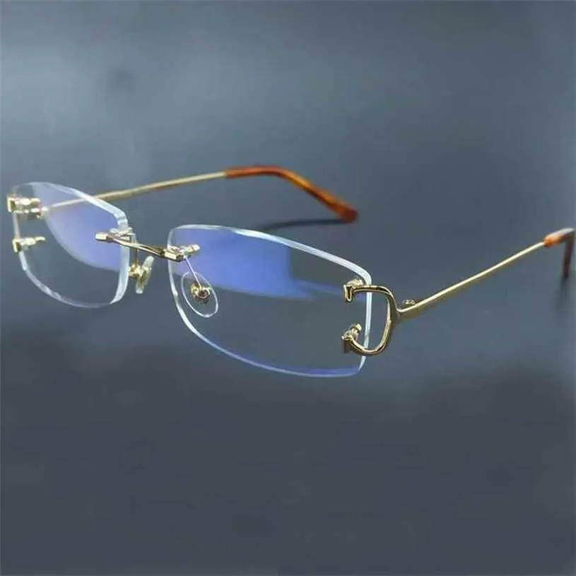 Top Luxury Designer Sunglasses 20% Off Vintage Rimless Clear Men Glasses Frames for Fill Prescription Fashion Eyeglasses Women Eyewear Frame