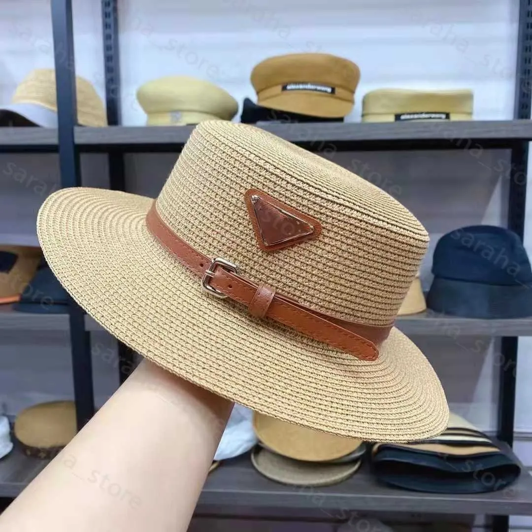 Luxury high end designer straw flat brim hat Wide Brim Hats Designer Straw Hat Luxury Gentleman Cap Top  main image 4
