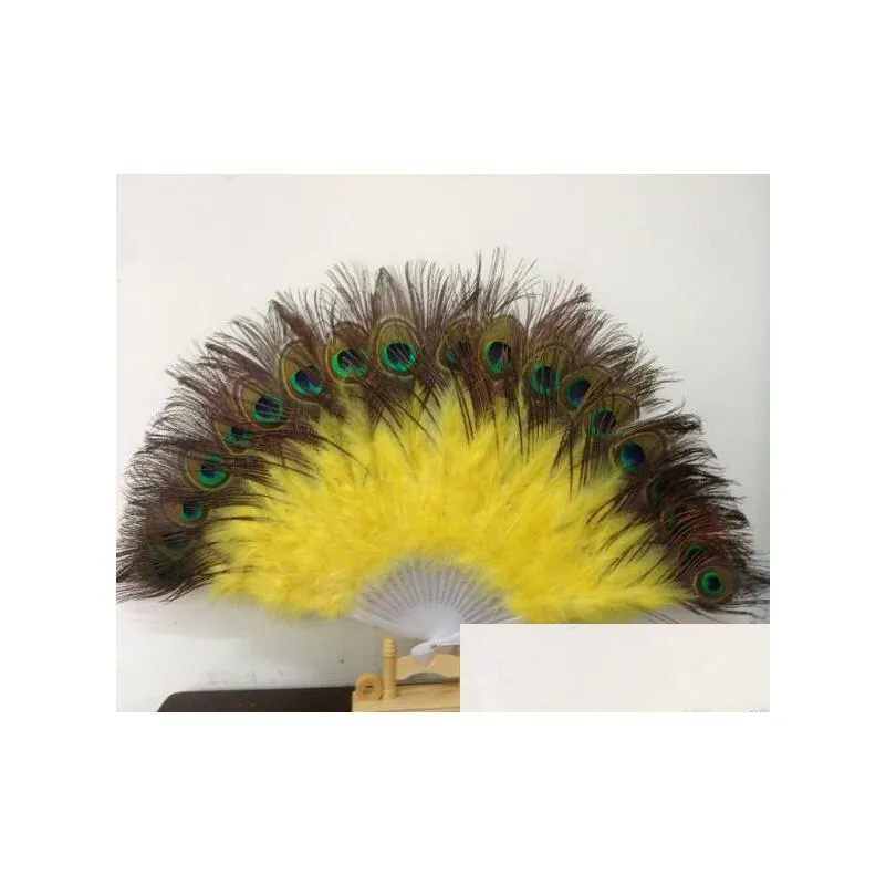 Other Event Party Supplies Peacock Fan Belly Dance Articles Feather 6Pcs/Lot Wl281 Drop Delivery 202 Dheen